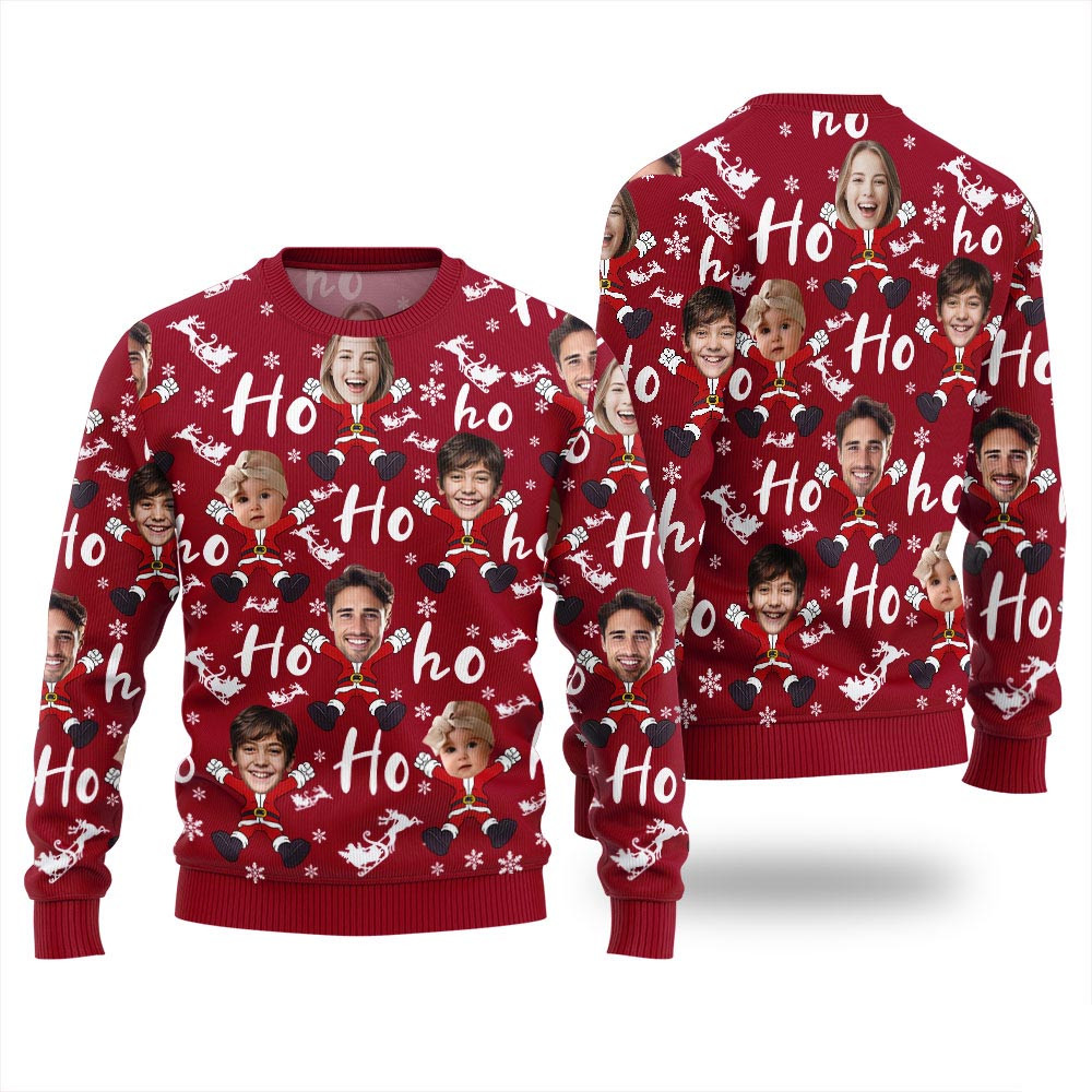 Custom Many Faces Ugly Christmas Sweater Women Holiday Sweaters For Men