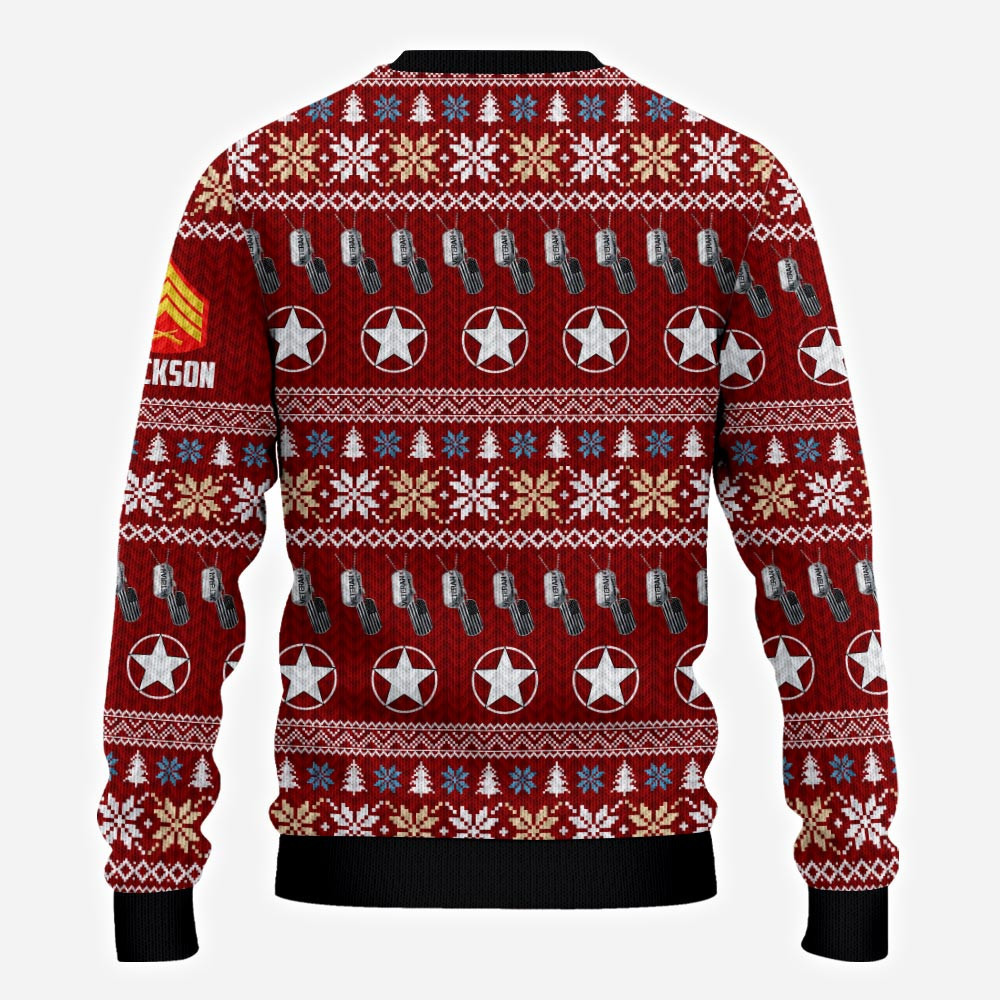Custom Marine Corps Veteran Ugly Christmas Sweater Patriotic Veteran Holiday Sweater