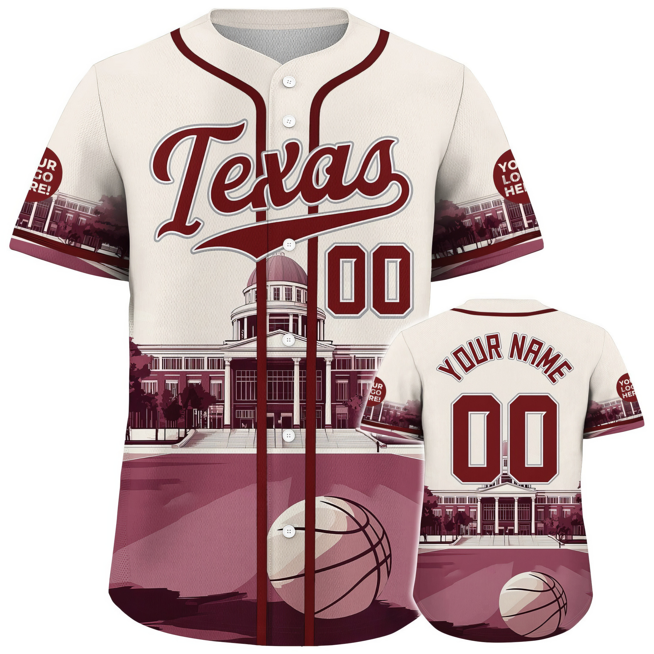 Custom Maroon Cream Texas Austin City State Capital Basketball Baseball Jersey Fans Gifts