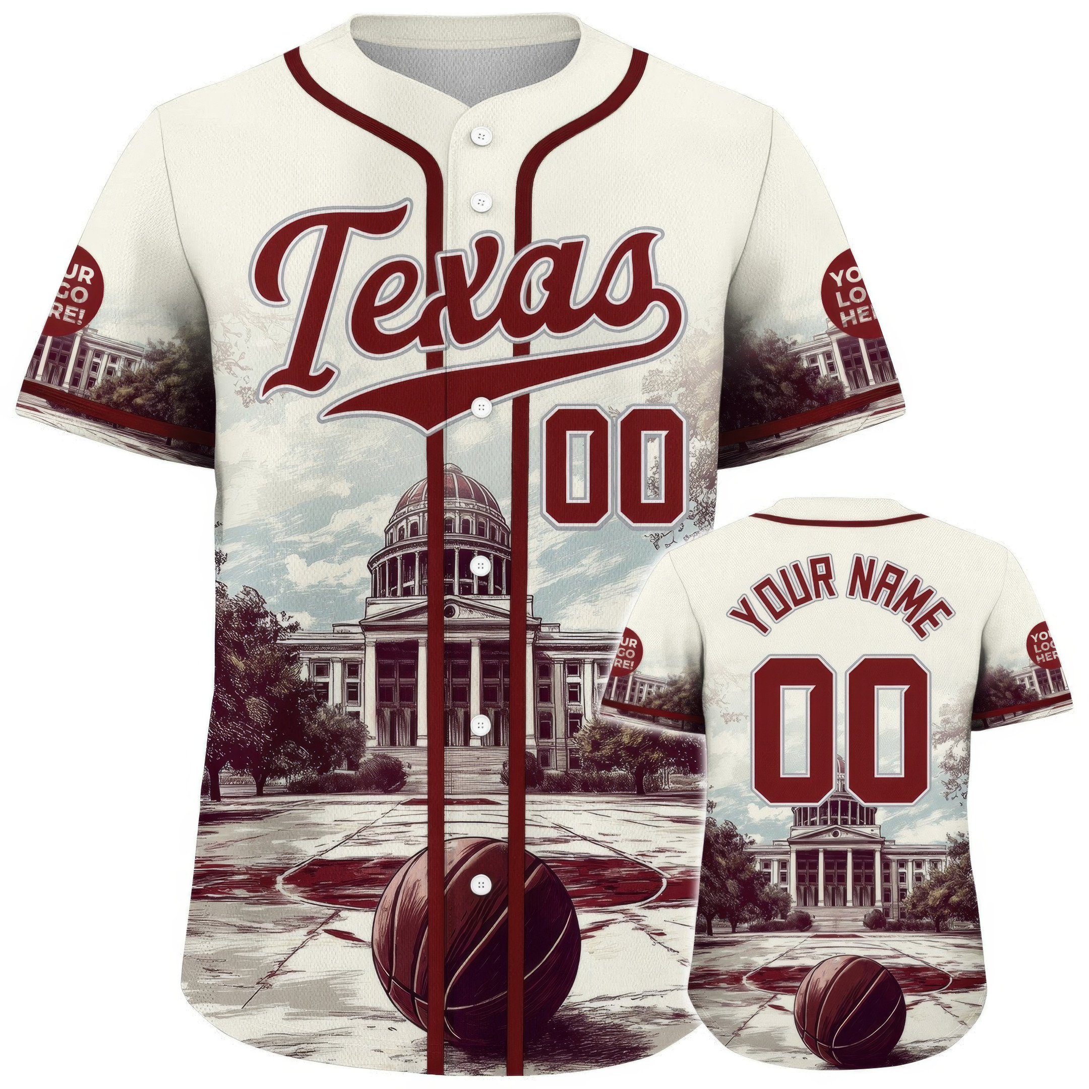 Custom Maroon White Texas Austin City State Capital Basketball Baseball Jersey Gift For Fans