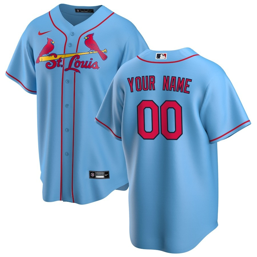 Custom Men's Cardinals Light Blue Alternate Jersey Gifts For Baseball Fans