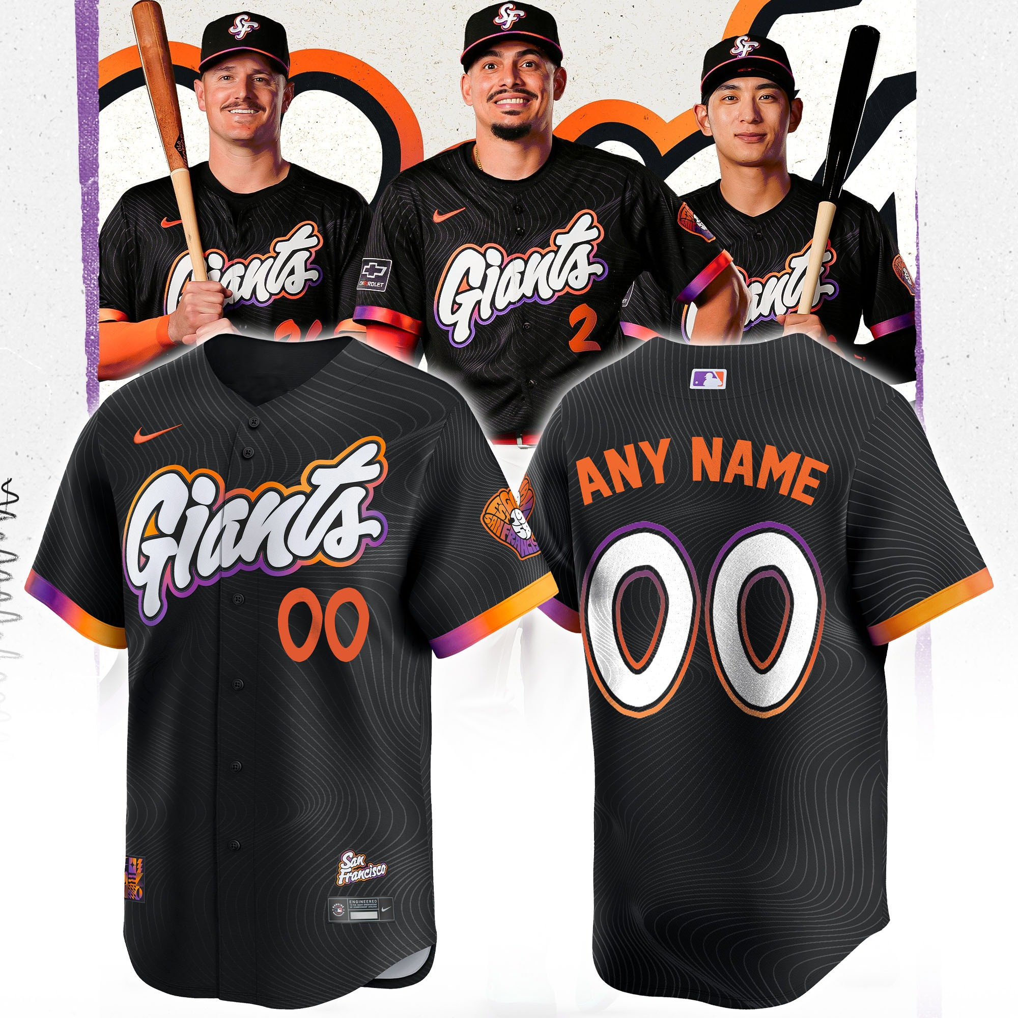 Custom Men's San Francisco Giants Nike Anthracite 2025 City Connect Jersey Gifts For Fans