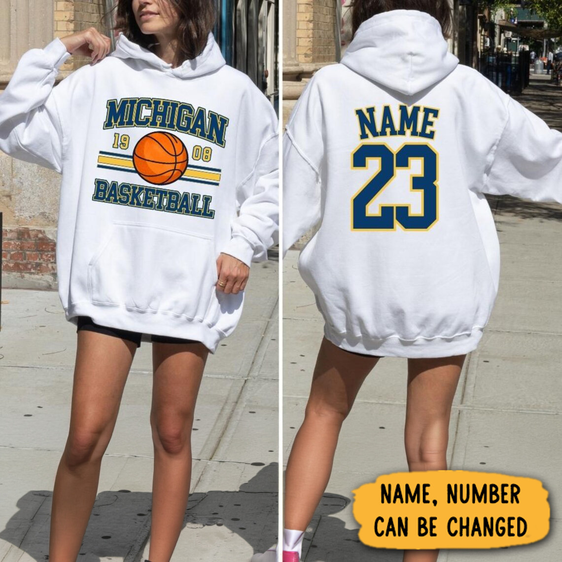 Custom Michigan Basketball Hoodie Personalized Name Number Tee Retro Gameday Sweatshirt Custom Team Spirit Apparel Varsity Sport Gift