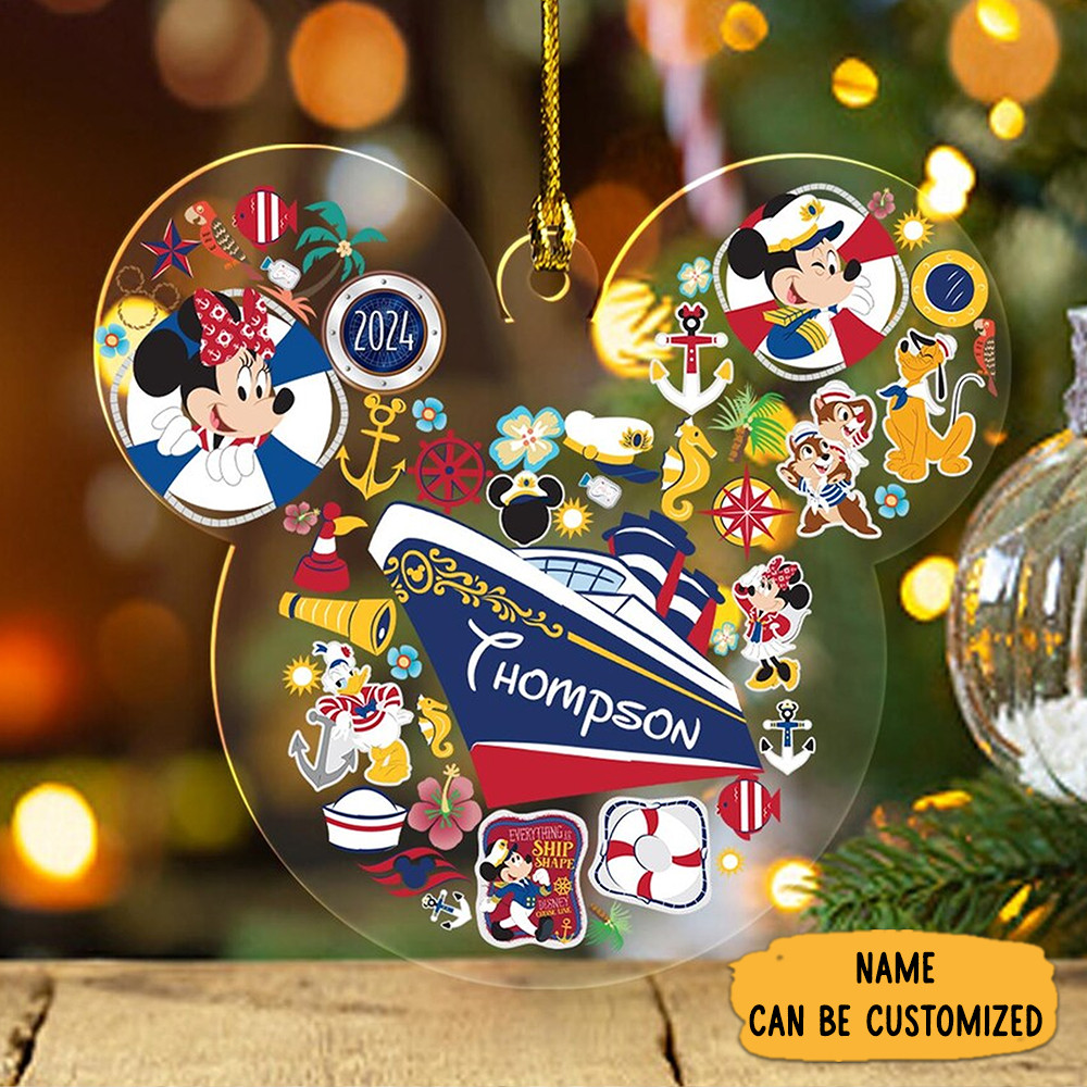 Custom Mickey And Friends Cruise Ornaments Shape Disneyland Family Trip Christmas Ornament