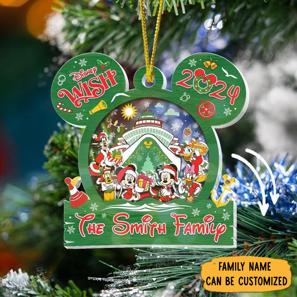 Custom Mickey Family Crucero Ornament Shape Disney Wish Ornament For Tree Christmas