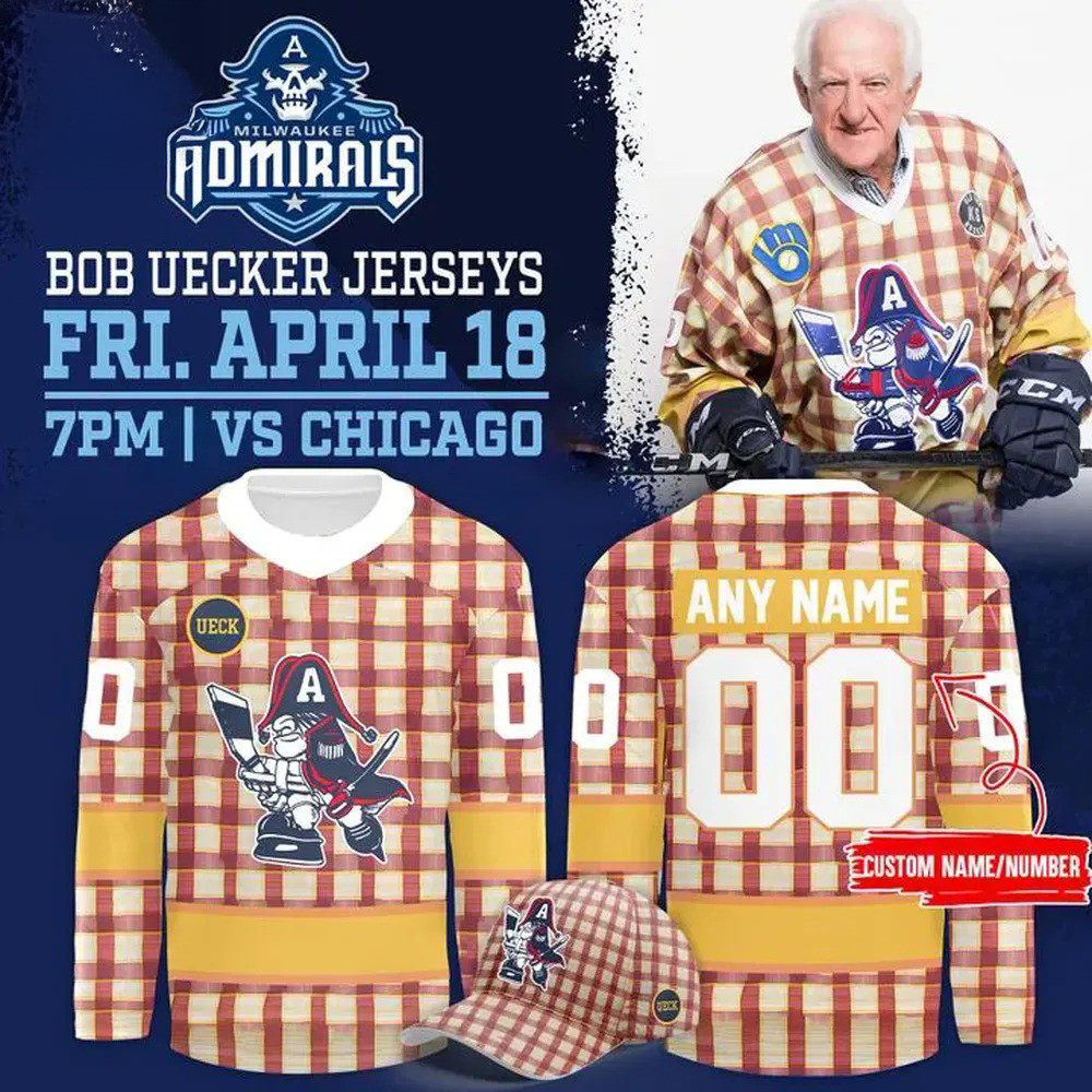 Custom Milwaukee Admirals x Ueck Limited Edition Hockey Jersey 2025 Gifts For Dad