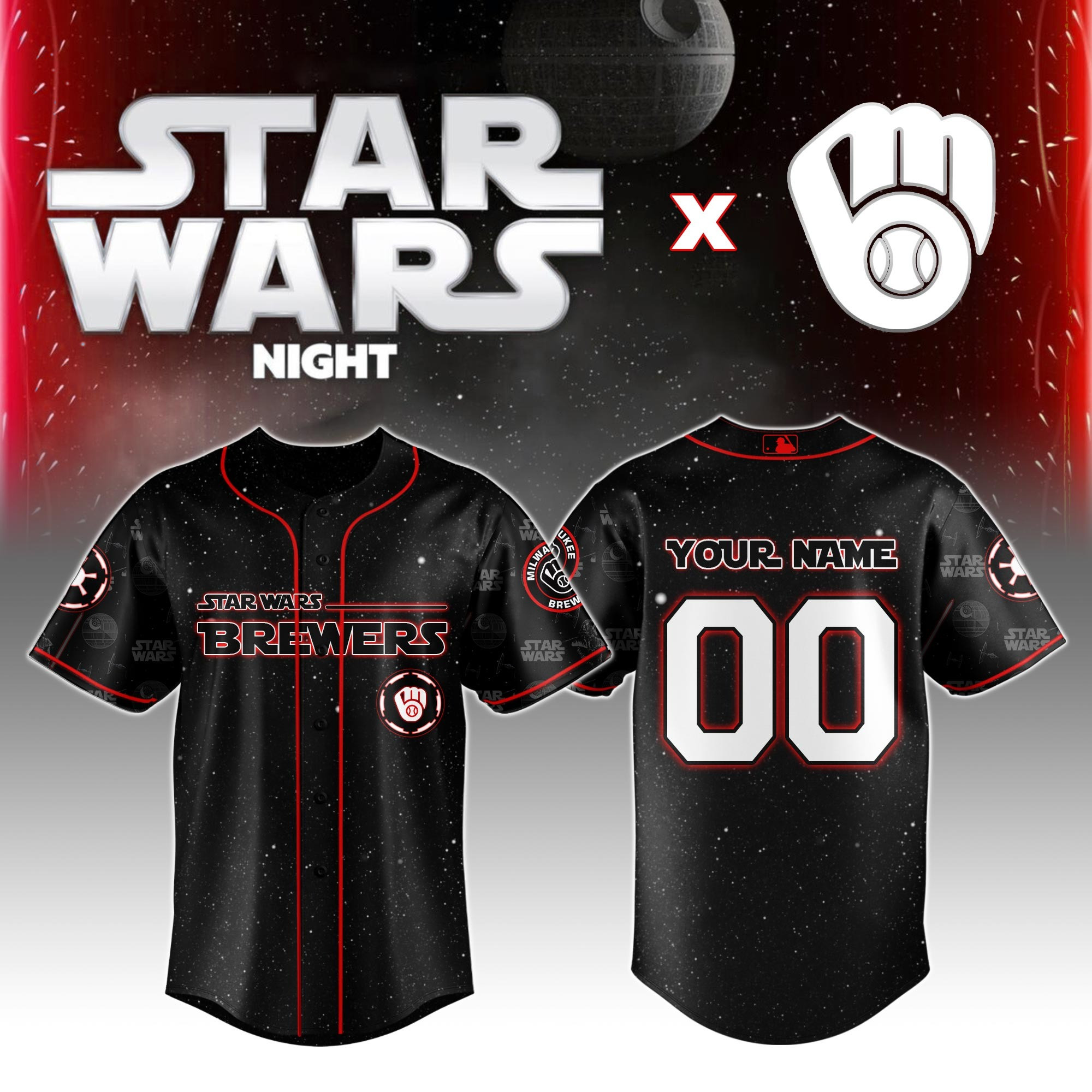 Custom Milwaukee Brewers MLB x Star Wars Night Special Edition Jersey Gifts For Baseball Lovers