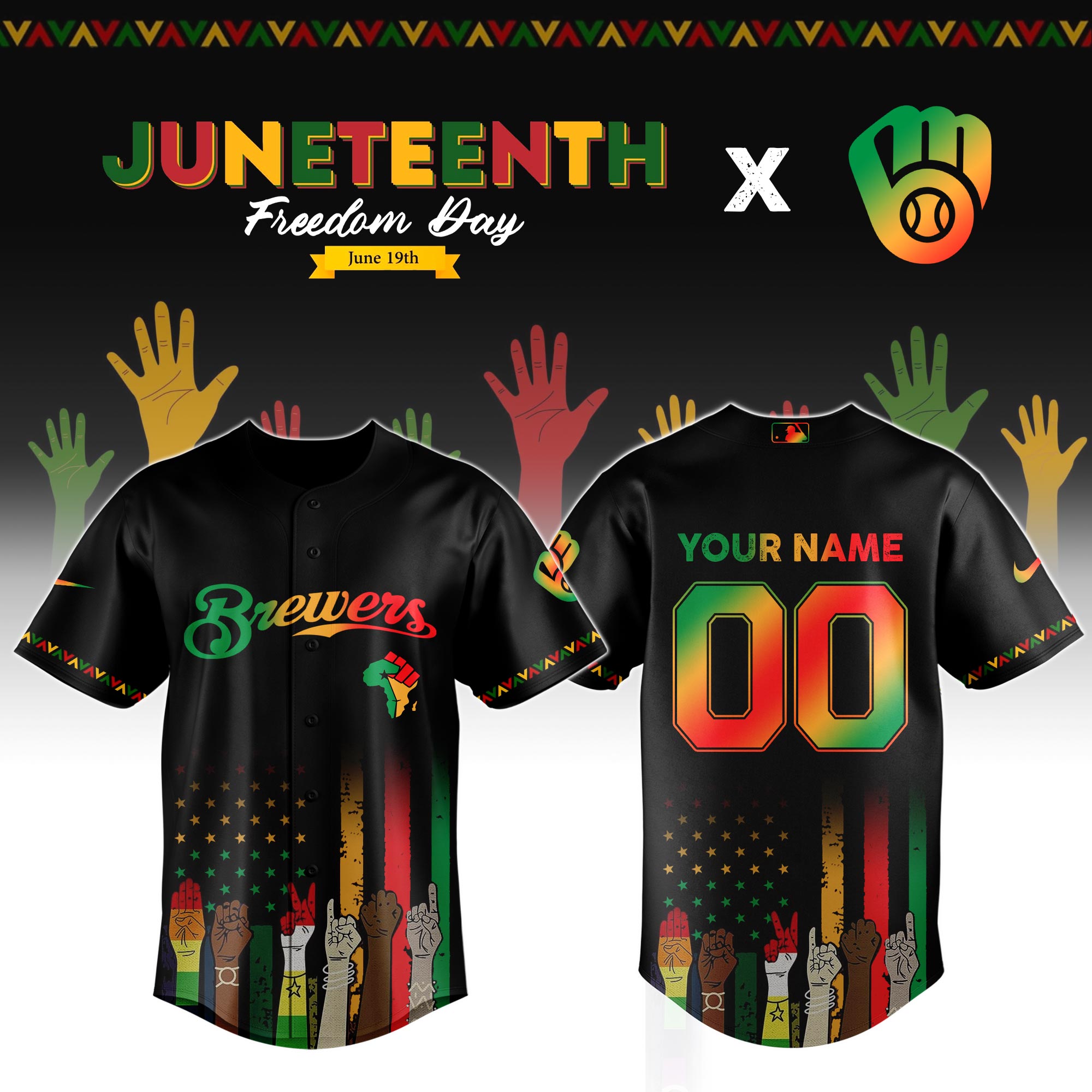 Custom Milwaukee Brewers x Juneteenth Jersey 2025 Baseball Coach Gift Ideas