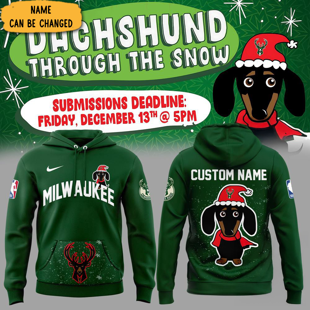 Custom Milwaukee Bucks Dachshund Through the Snow Christmas New 2024 Hoodie Gifts For Fans