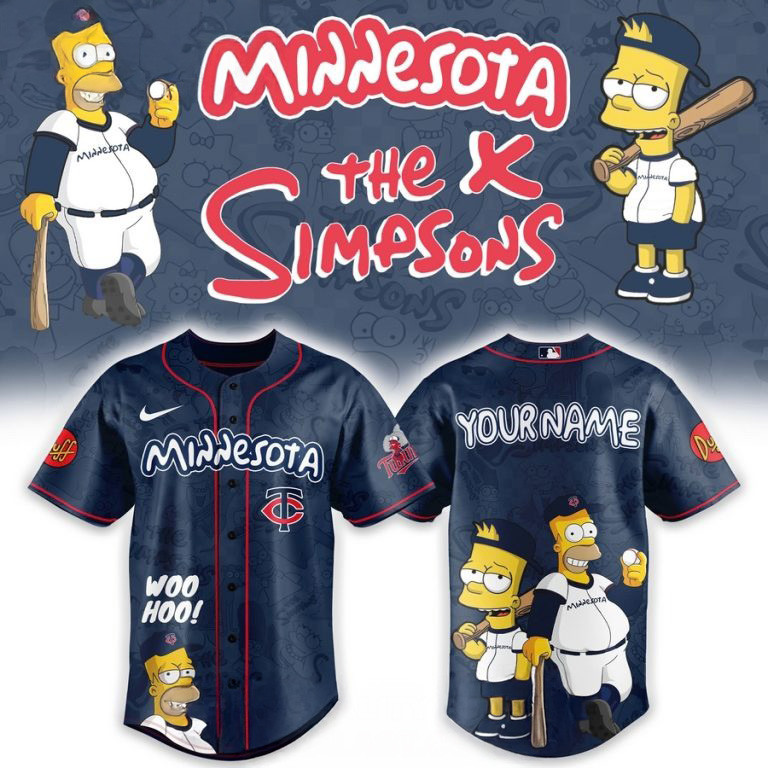 Custom Minnesota Twins Mix The Simpsons Heritage Baseball Jersey Men's Gifts