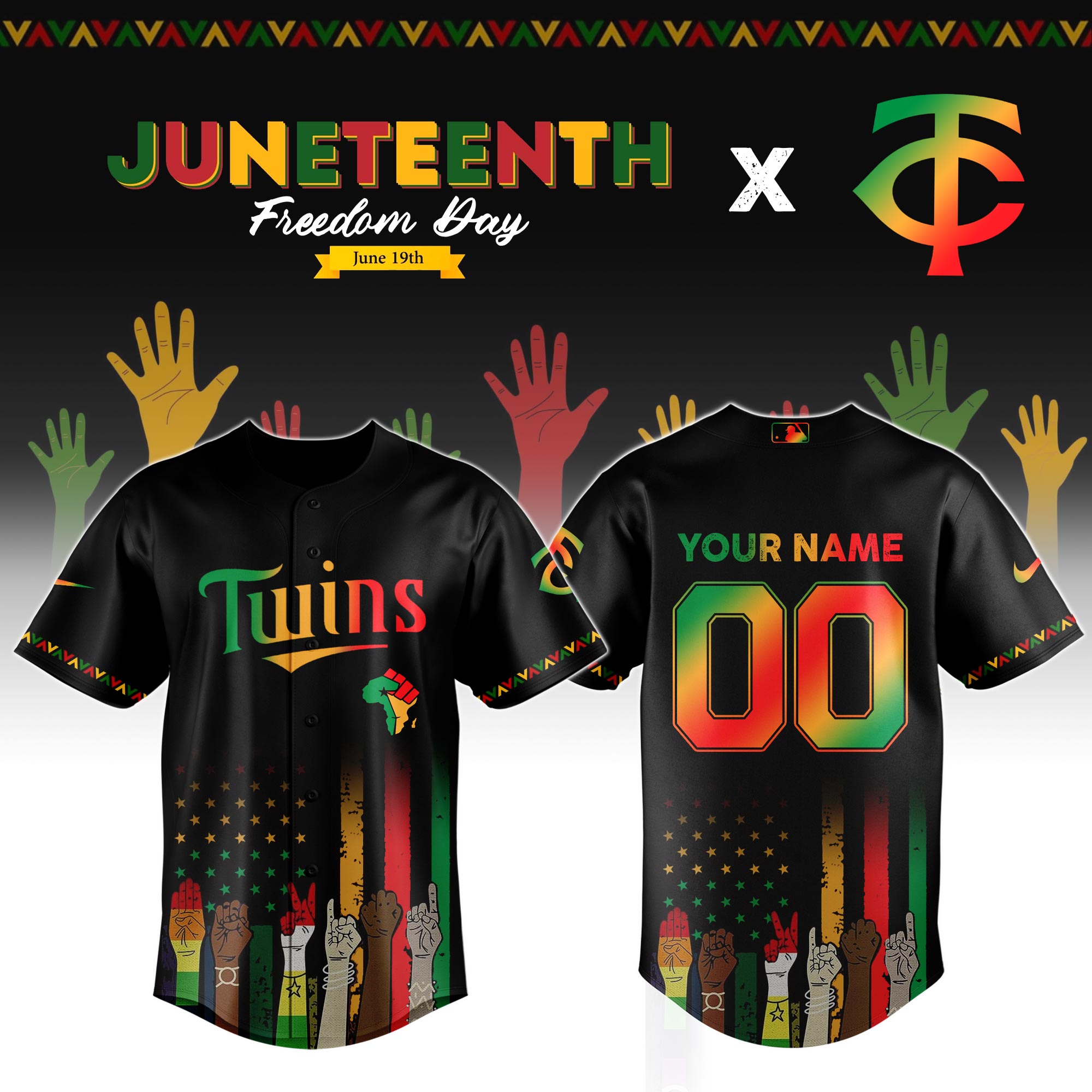 Custom Minnesota Twins x Juneteenth Jersey 2025 Baseball Fan Gifts
