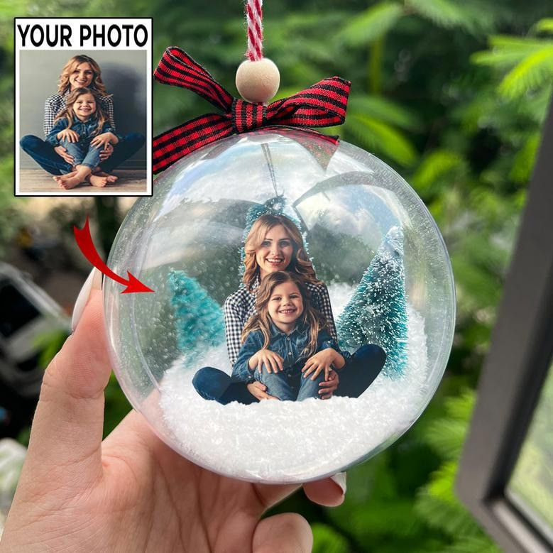 Custom Mom And Kid Photo Snowball Ornament Picture Ornaments Christmas Tree Hanging