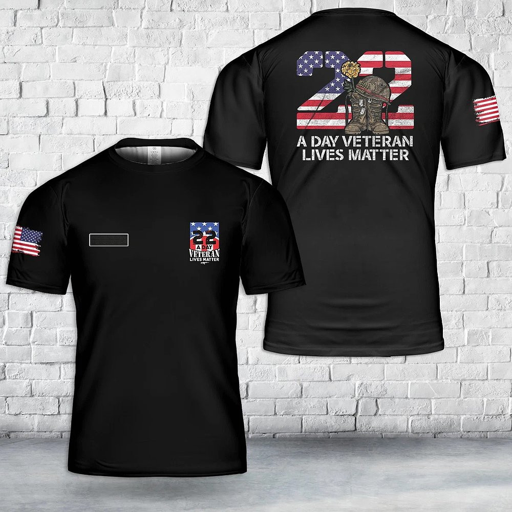 Custom Name 22 A Day Veteran Lives Matter Veteran Day T-Shirt Gifts For Dad