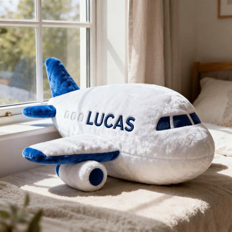 Custom Name Airplane Plush Pillow 3D Shape Graphic Pillow Print Gift for Son