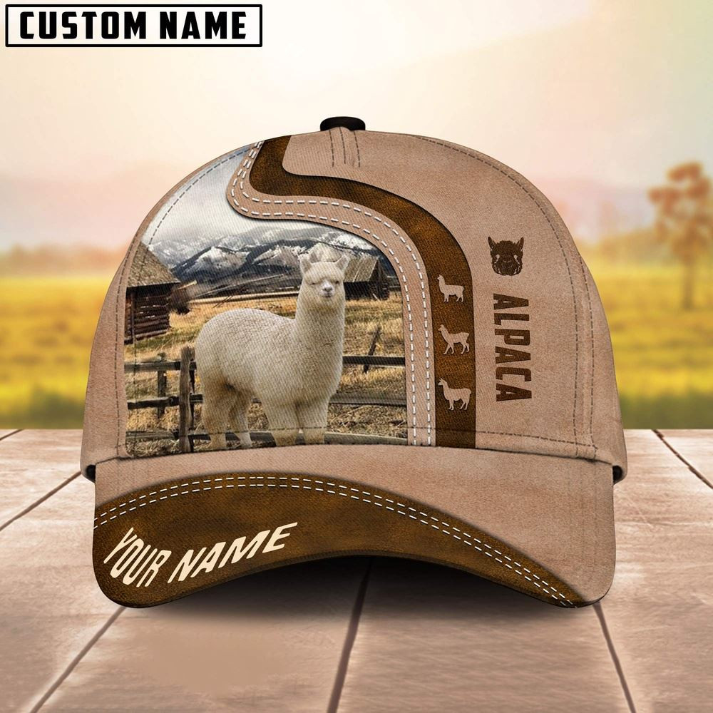 Custom Name Alpaca Cattle Light Brown Cap Farm Cap Farmer Baseball Cap Gift For Farmer
