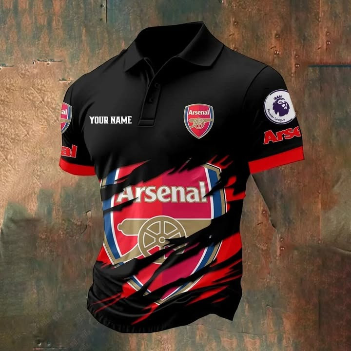 Custom Name Arsenal Polo Shirt Men's Gifts For Arsenal Fans For Dad Father's Day