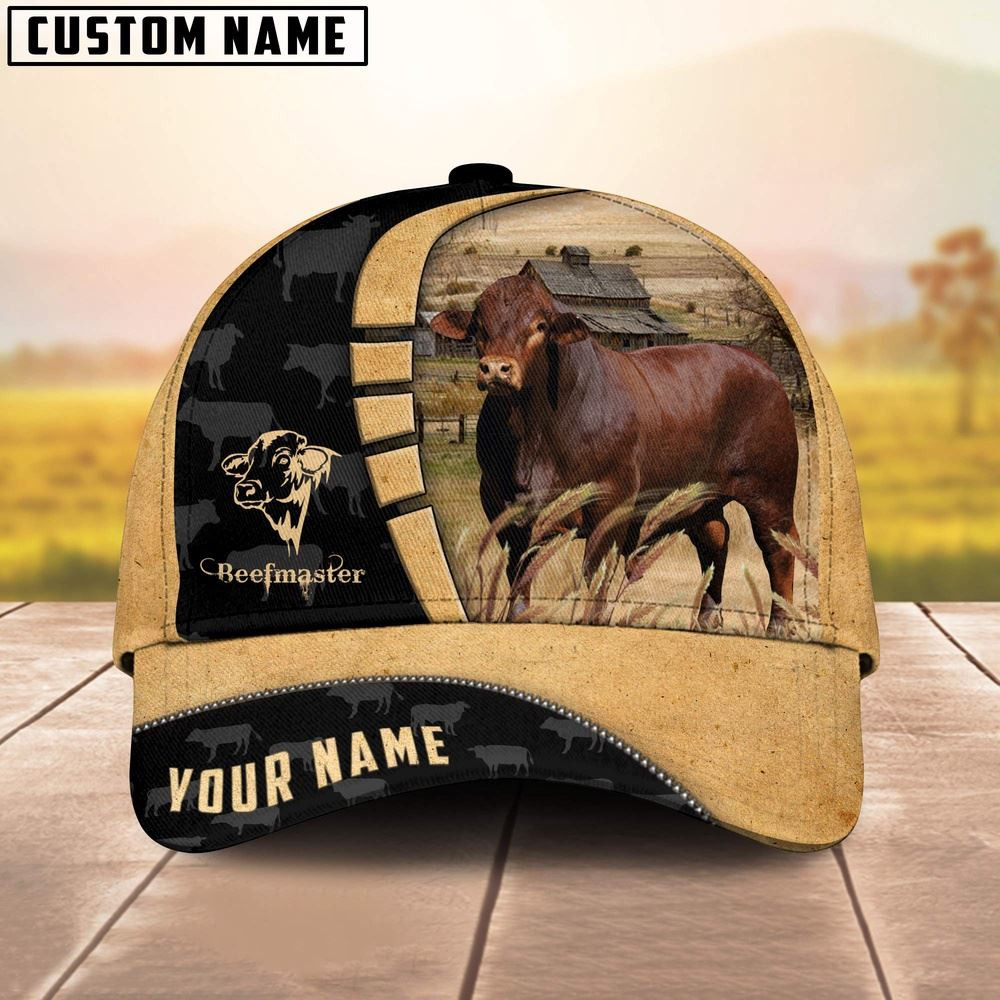 Custom Name Beefmaster Cattle Farmhouse Field Cap Farm Cap Farmer Baseball Cap Gift For Farmer