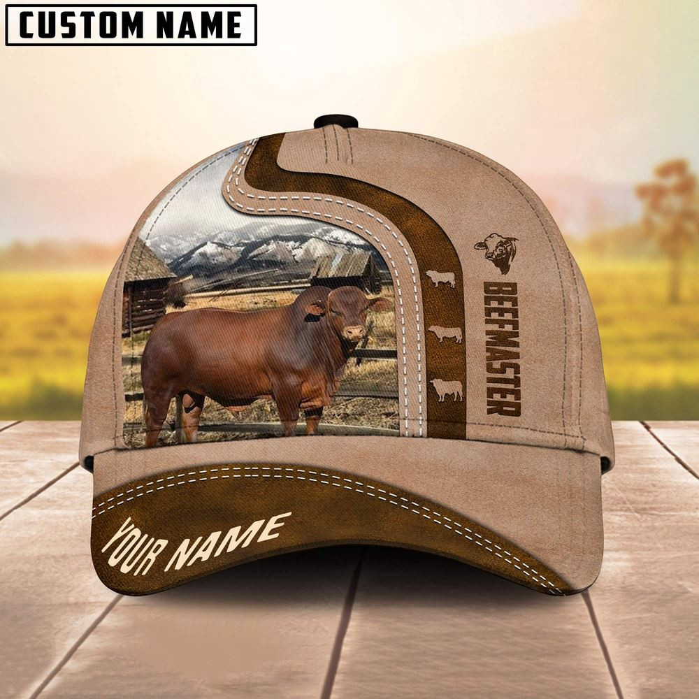 Custom Name Beefmaster Cattle Light Brown Cap Farm Cap Farmer Baseball Cap Gift For Farmer