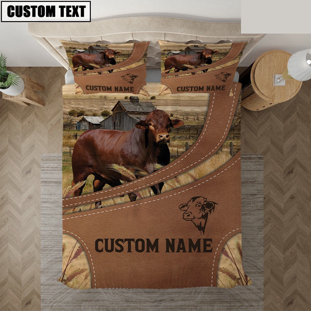 Custom Name Beefmaster On Farm Bedding Set Thoughtful Wedding Gifts
