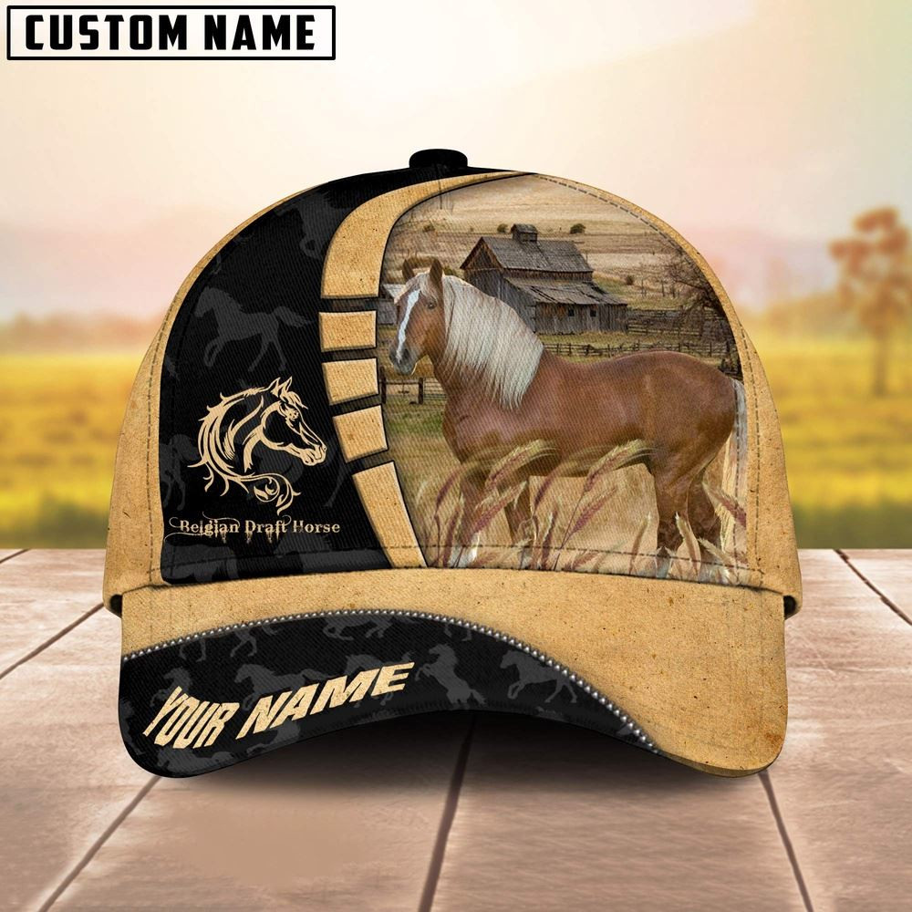 Custom Name Belgian Draft Horses Cattle 3D Cap Farm Cap Farmer Baseball Cap Gift For Farmer