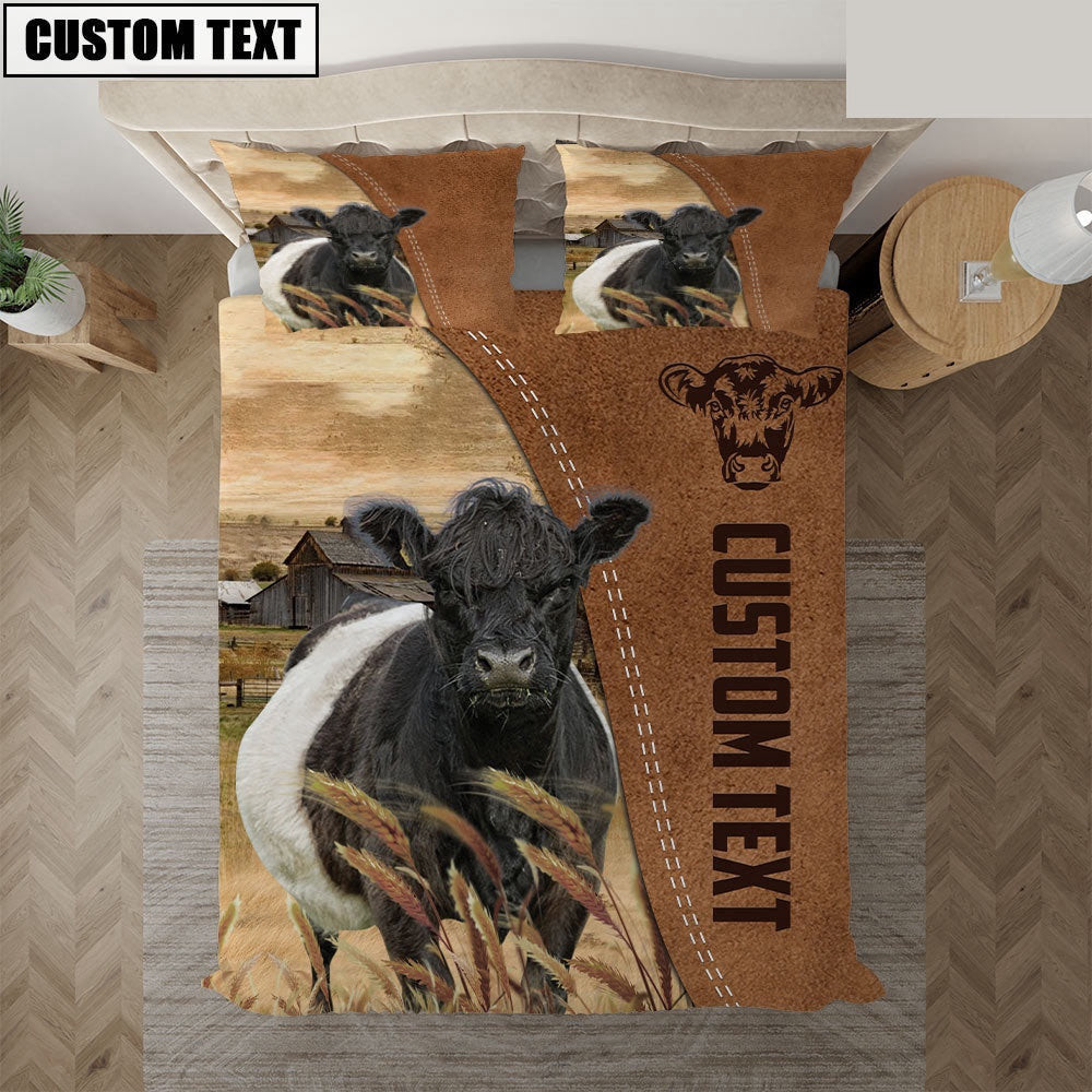 Custom Name Belted Galloway Cattle Brown Bedding Set Thoughtful Wedding Gifts