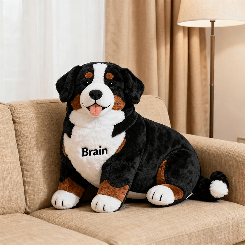 Custom Name Bernese Mountain Dog 3D Shape Graphic Print Pillow Xmas Gifts For Dog Lovers