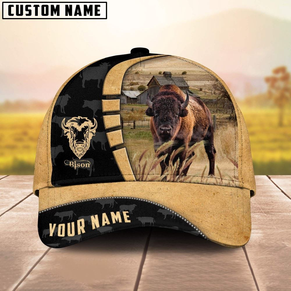 Custom Name Bison Cattle Farmhouse Field Cap Farm Cap Farmer Baseball Cap Gift For Farmer