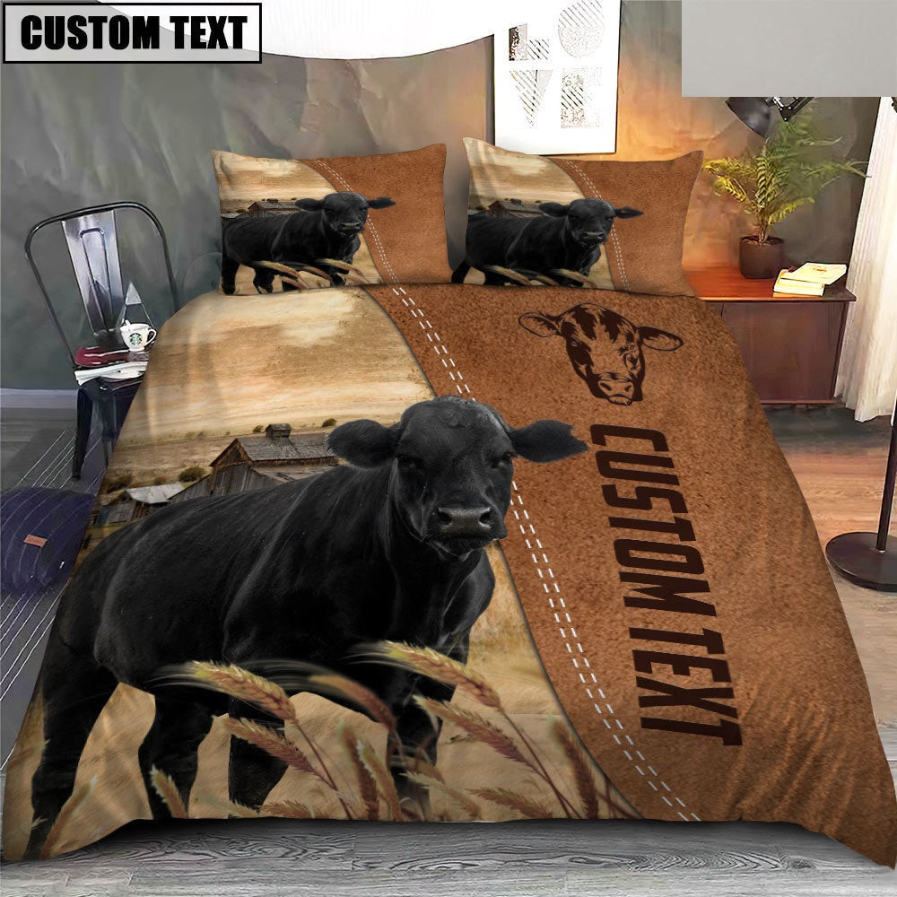 Custom Name Black Angus Cattle Brown Farm Bedding Set Thoughtful Wedding Gifts