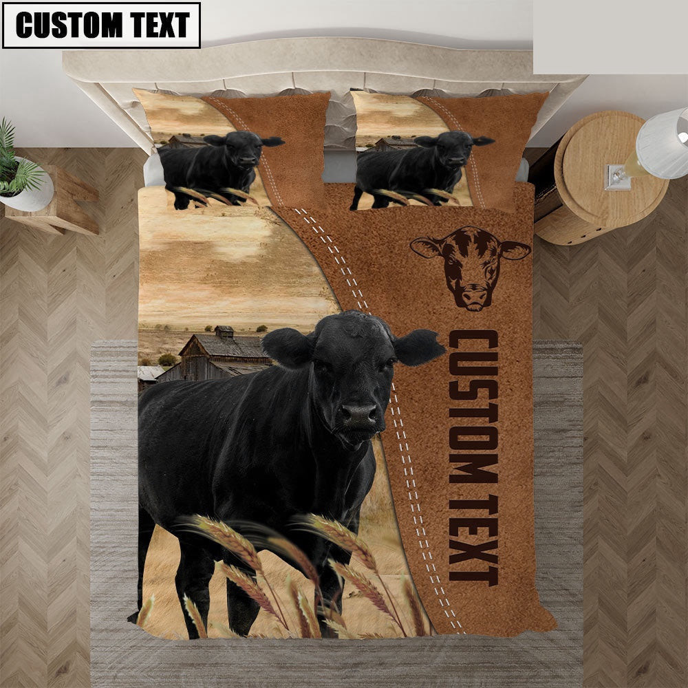 Custom Name Black Angus Cattle Brown Farm Bedding Set Thoughtful Wedding Gifts