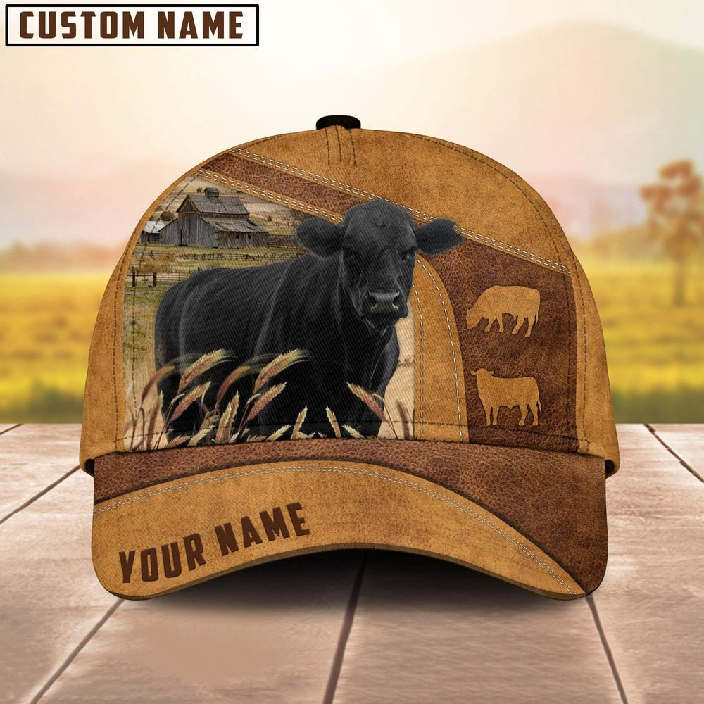 Custom Name Black Angus Cattle Cap Farm Cap Farmer Baseball Cap Gift For Farmer