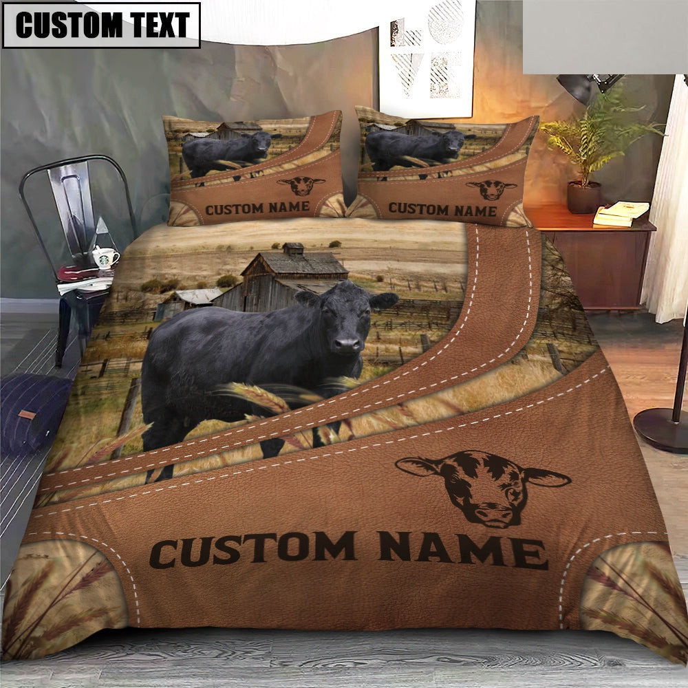 Custom Name Black Angus On Farm Bedding Set Thoughtful Wedding Gifts