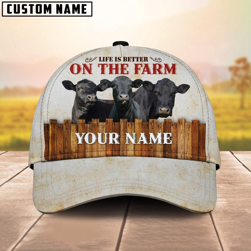 Custom Name Black Angus On The Farm Cattle Cap Farm Cap Farmer Baseball Cap Gift For Farmer