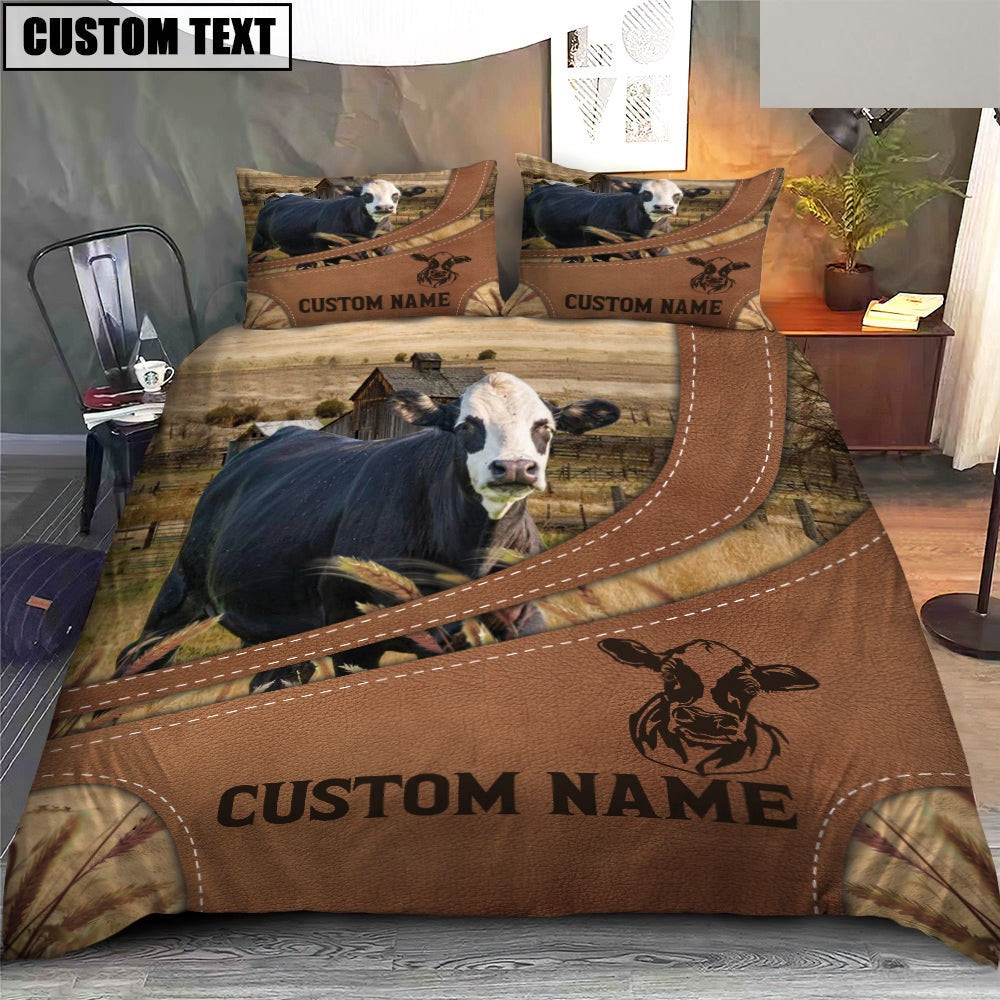 Custom Name Black Baldy On Farm Bedding Set Thoughtful Wedding Gifts