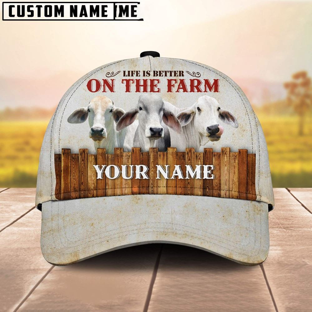 Custom Name Brahman Cattle On The Farm Cattle Cap Farm Cap Farmer Baseball Cap Gift For Farmer