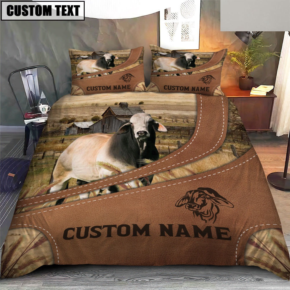 Custom Name Brahman On Farm Bedding Set Thoughtful Wedding Gifts