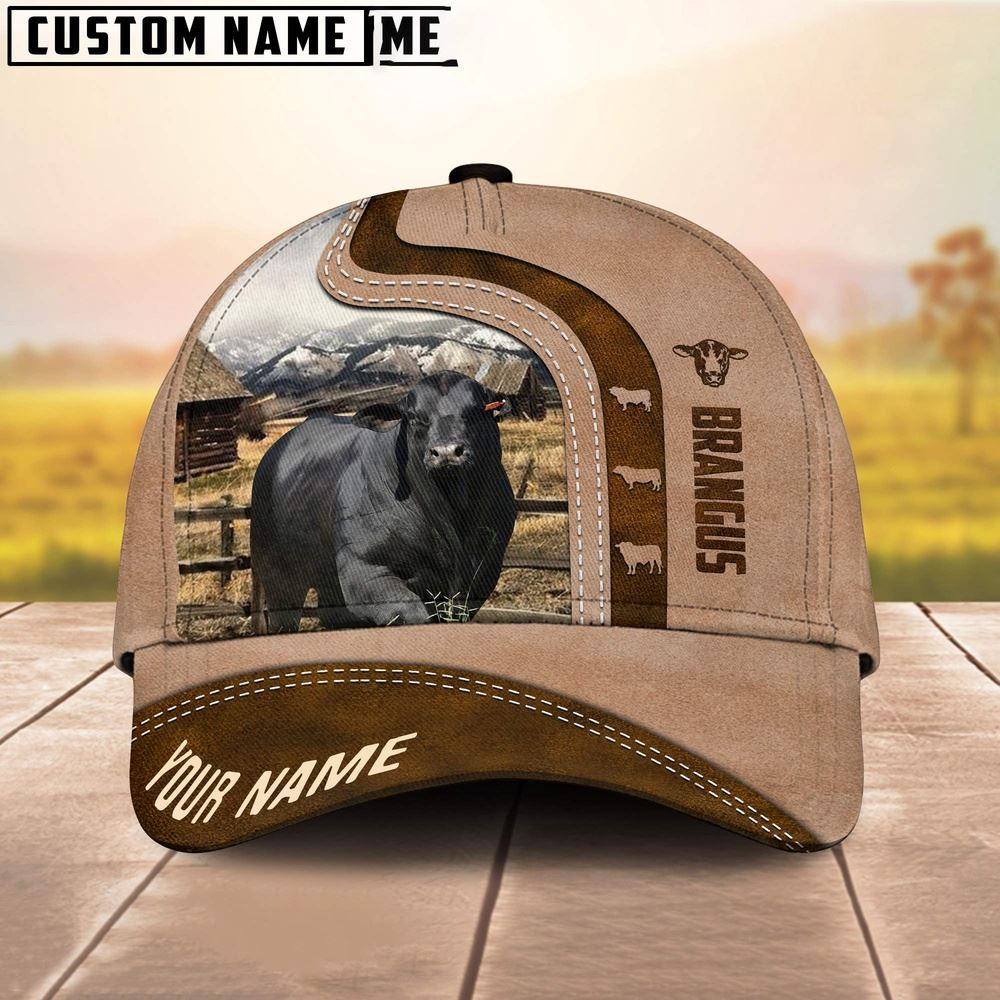Custom Name Brangus Cattle Light Brown Cap Farm Cap Farmer Baseball Cap Gift For Farmer