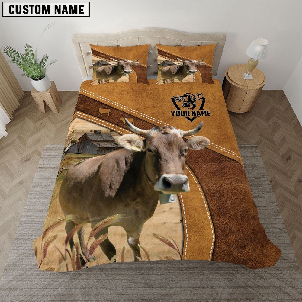 Custom Name Brown Swiss Bedding Set Farm Bedding Set Thoughtful Wedding Gifts