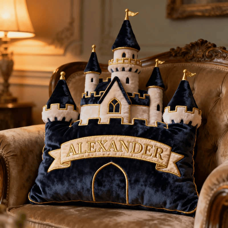 Custom Name Castle Plush Pillow 3D Graphic Print Pillow Best Christmas Gifts For Men