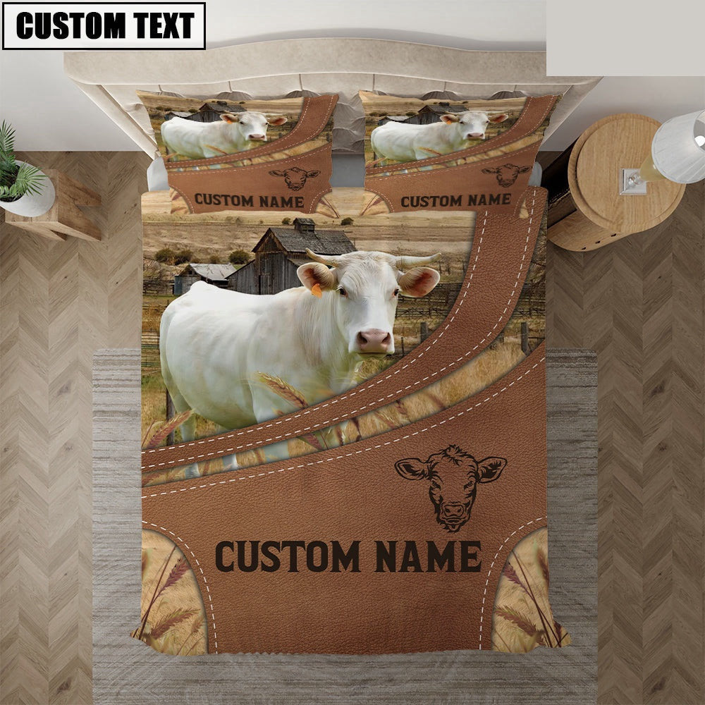 Custom Name Charolais On Farm Bedding Set Anniversary Gifts