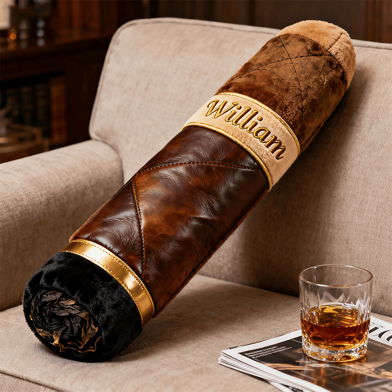 Custom Name Cigar Shape Pillow Cigar 3D Design Secret Santa Gifts For Dad