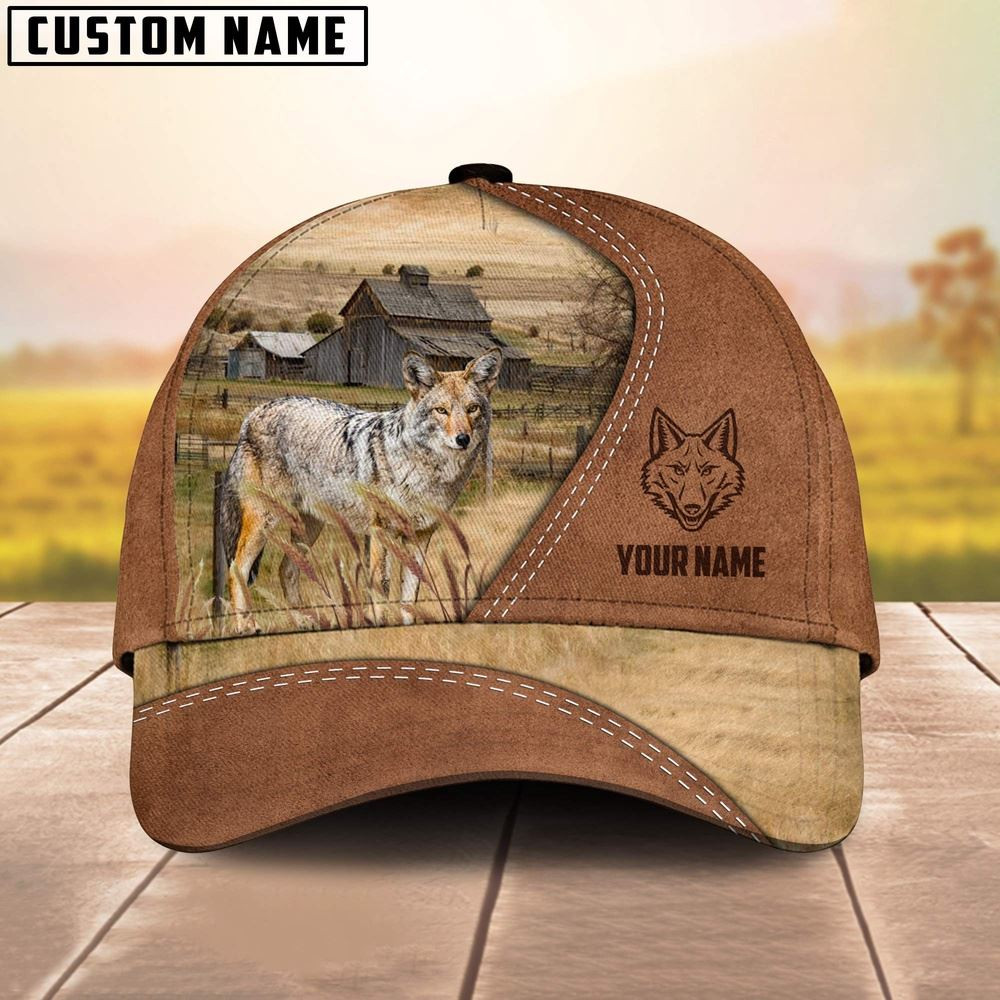 Custom Name Coyotes Brown Cap Farm Cap Farmer Baseball Cap Gift For Farmer