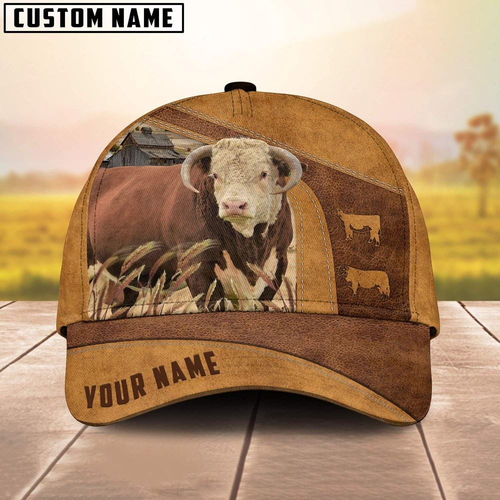 Custom Name Farm Horned Hereford Cap Farm Cap Farmer Baseball Cap Gift For Farmer