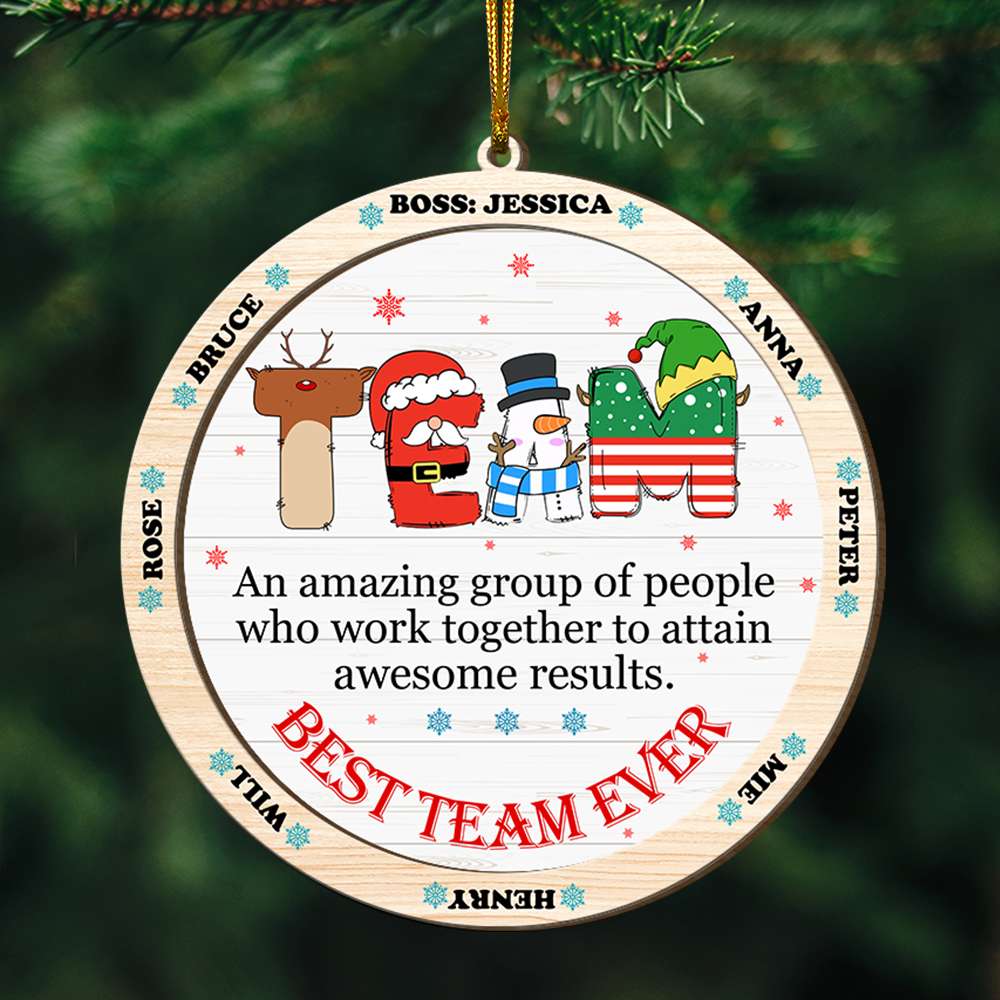 Custom Name Gifts For Coworker Wood Ornament Best Team Ever - Family Christmas Ornament Gift Custom Name Gifts For Coworker Wood Ornament Best Team Ever - Family Christmas Ornament Gift