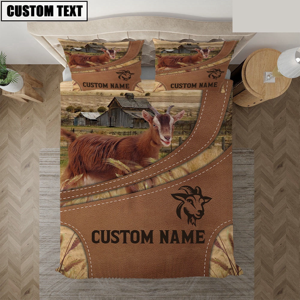 Custom Name Goat On Farm Bedding Set Farm Bedding Set Anniversary Gifts