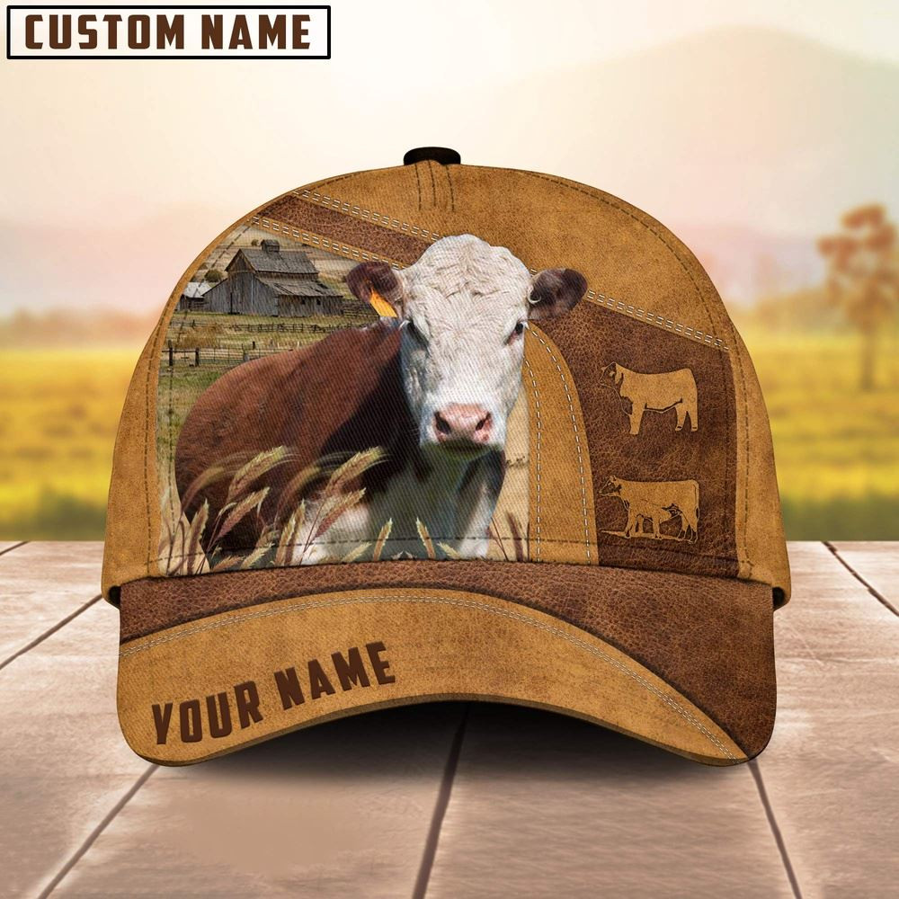 Custom Name Hereford Cattle Cap Farm Cap Farmer Baseball Cap Gift For Farmer