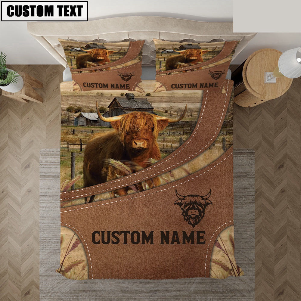 Custom Name Highland On Farm Bedding Set Anniversary Gifts