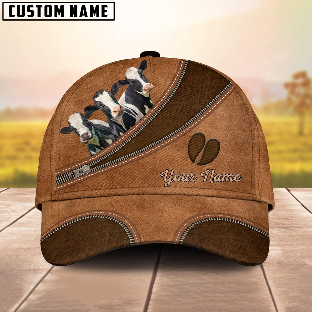 Custom Name Holstein Brown Happiness Cap Farm Cap Farmer Baseball Cap Gift For Farmer