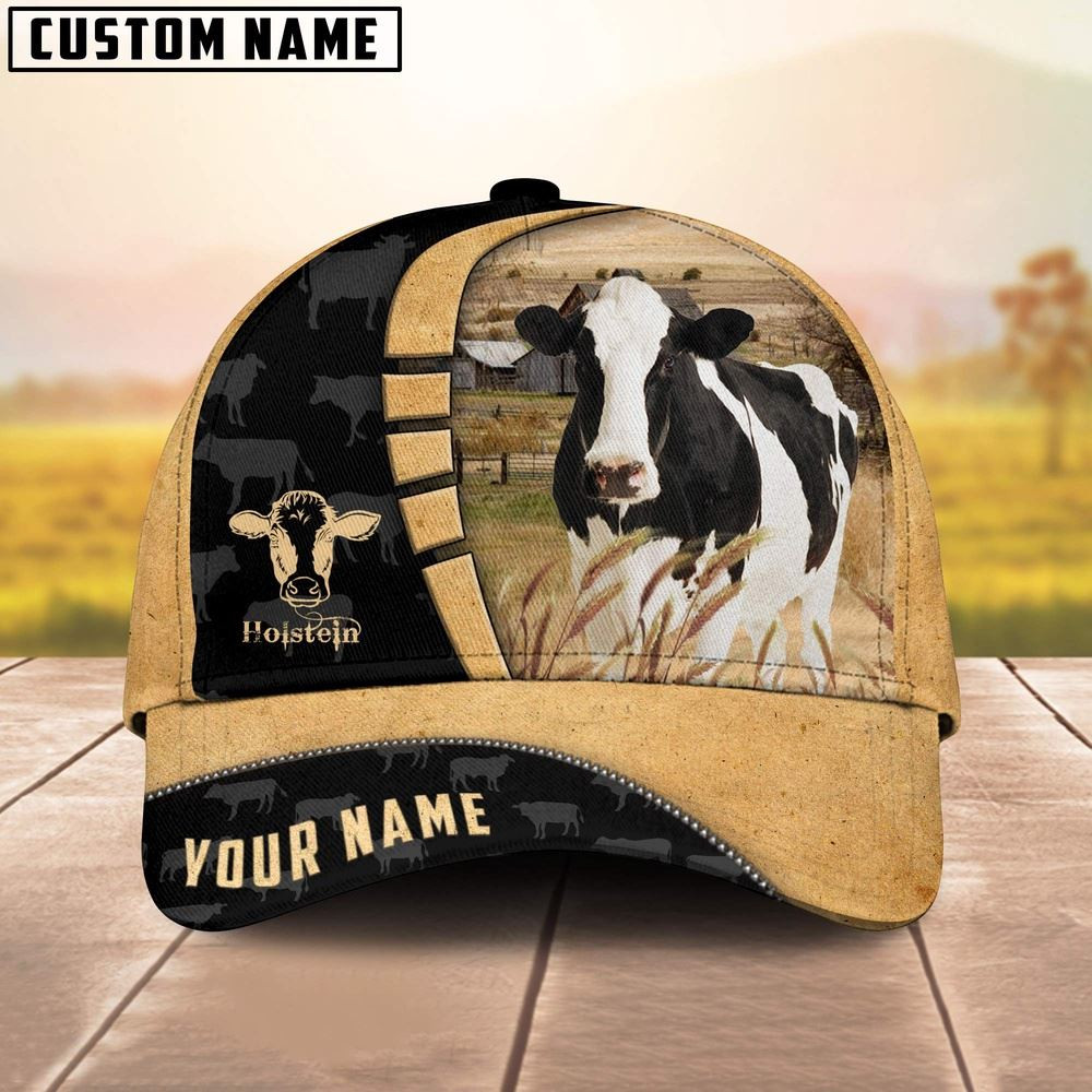 Custom Name Holstein Cattle 3D Cap Farm Cap Farmer Baseball Cap Gift For Farmer