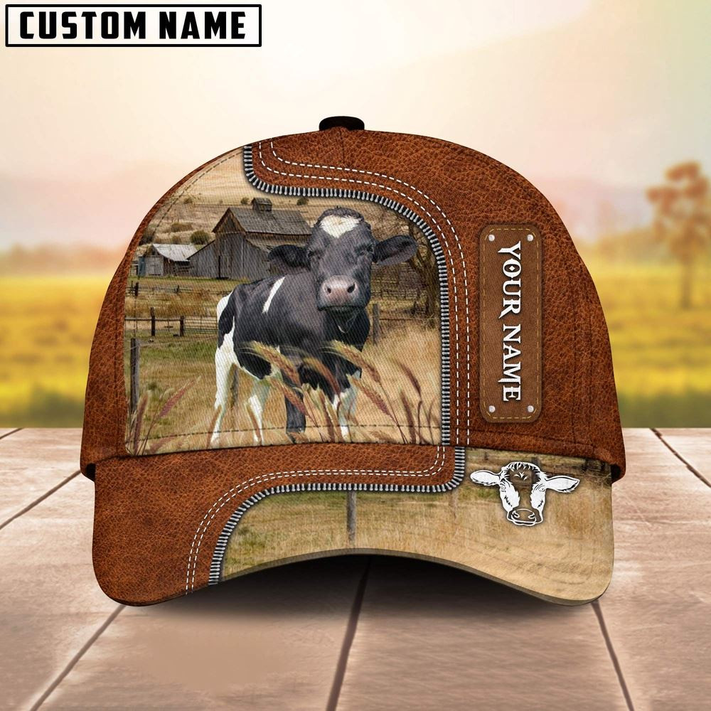 Custom Name Holstein Cattle Cap On The Meadow Farm Cap Farmer Baseball Cap Gift For Farmer