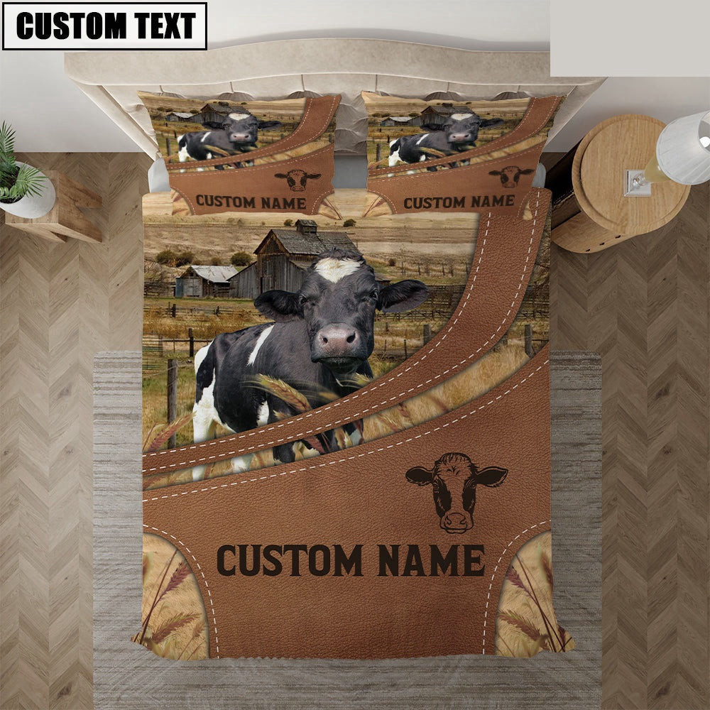 Custom Name Holstein On Farm Bedding Set Anniversary Gifts